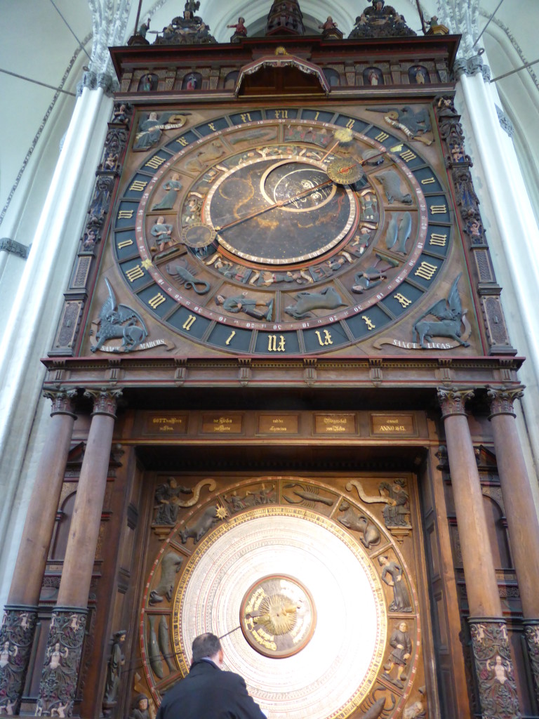 The astrological clock in the old church. Most of the rest inside was covered in scaffolding.