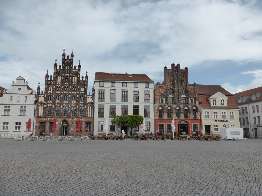 The town square was big and empty as the cold and rain had kept everyone away.