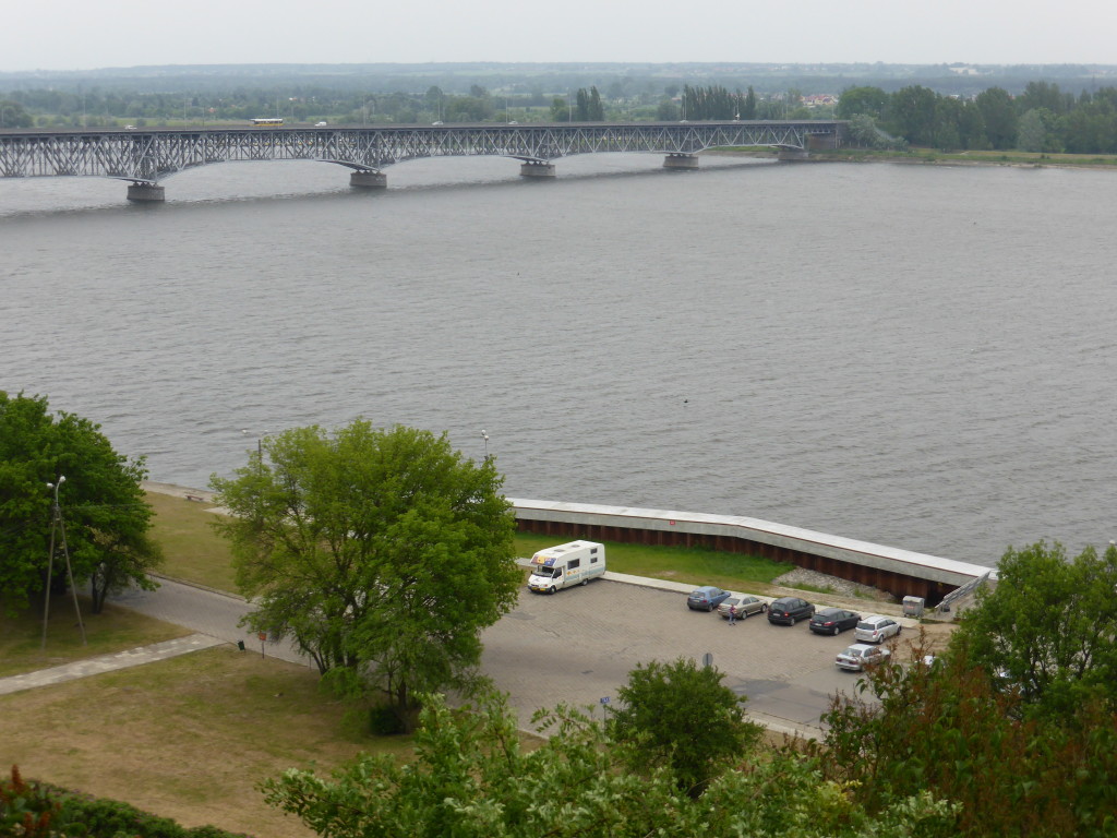 There we are parked for the night next to the river near Plock.