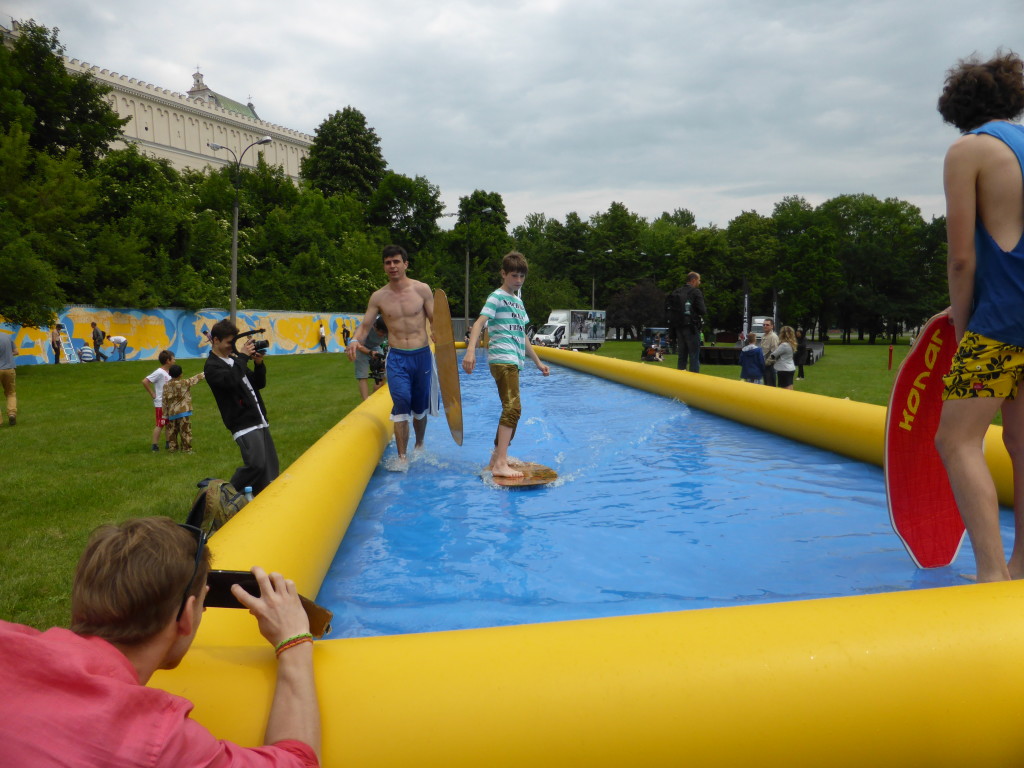 A skim board pool set up just outside the old town.