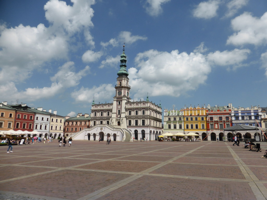 The town hall and main square of Zamosc.