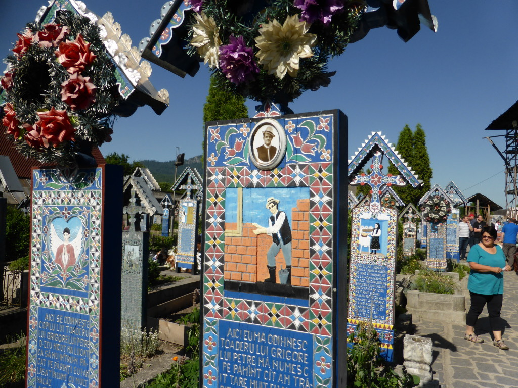 The Merry Cemetery. Each headstone is individually carved with a picture of the person.