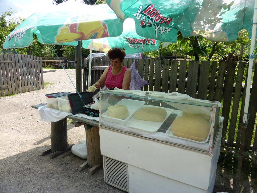 We bought some cheese from this lady. Sheep cheese she makes herself.