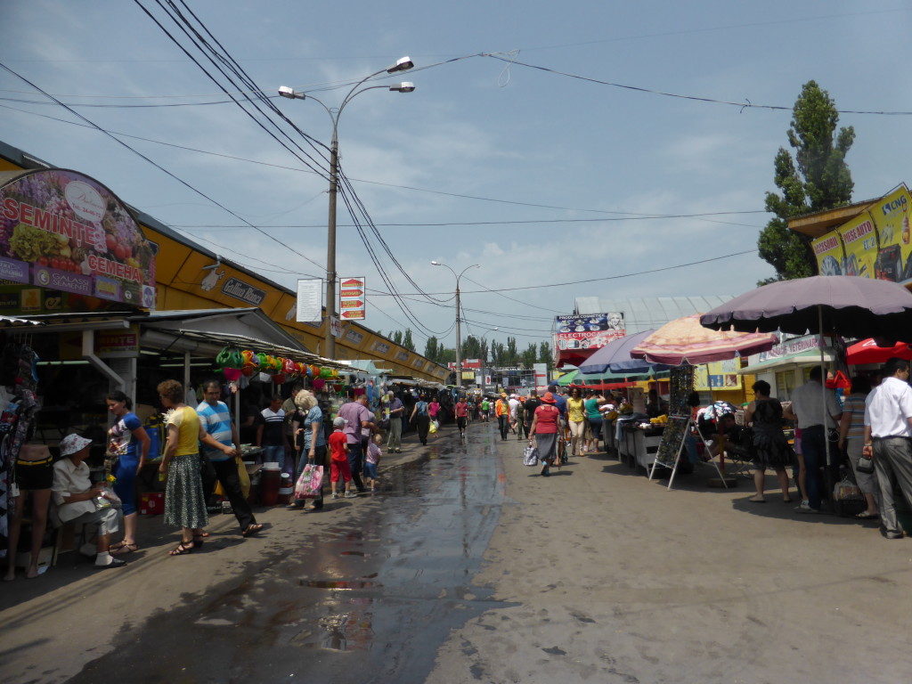 At the market the water had just gone past keeping the dust down.