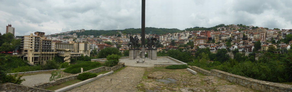 Monument with the town in the background.