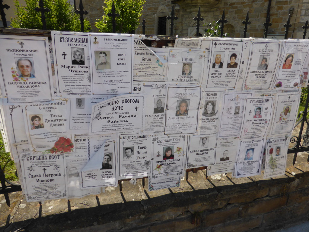 Outside of the church we saw the death notices. These are posted in various places in the towns.