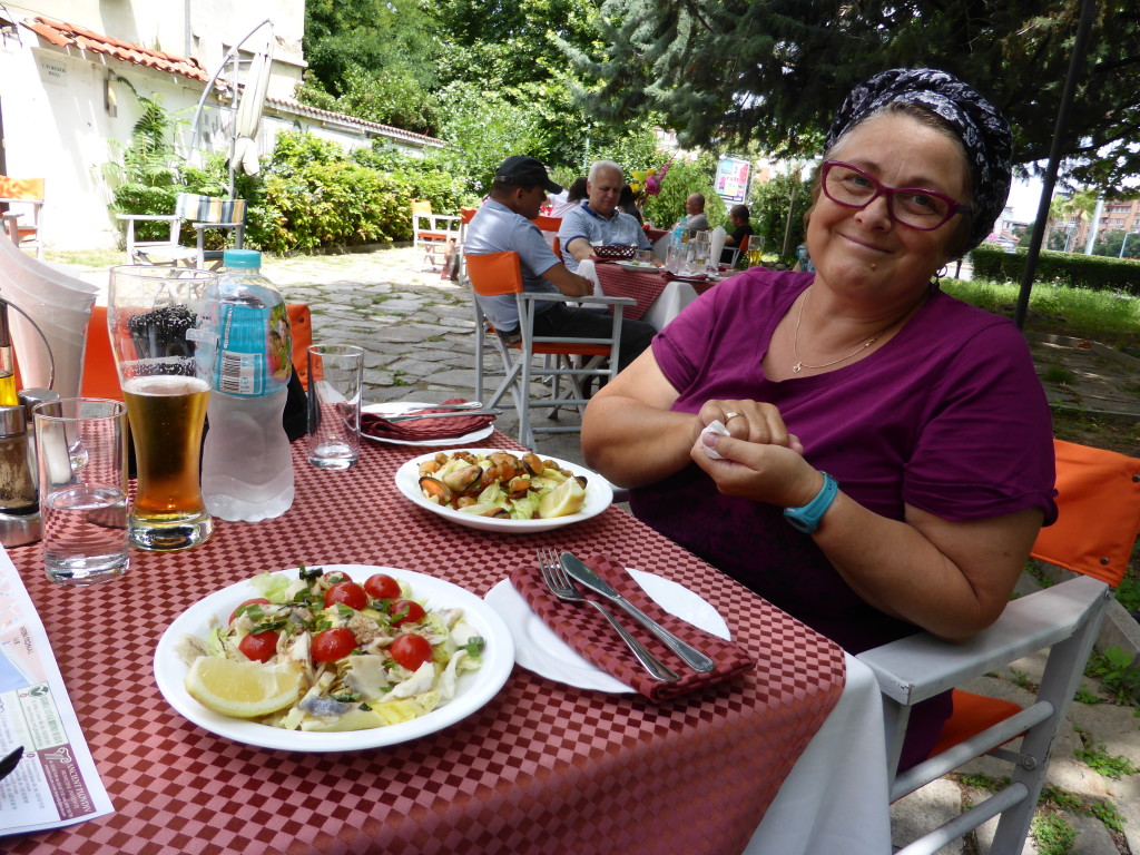 Lunch at Plovdiv. Healthy salads, the potato dish is out of screen shot.