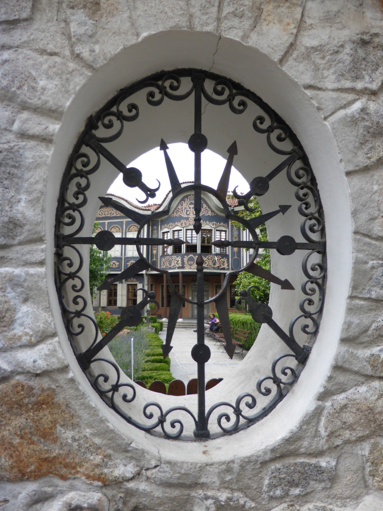 Nice wrought iron work on the fence of this attractive building.