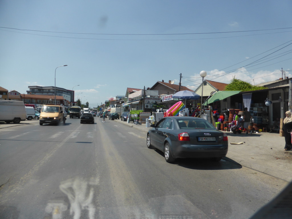 Driving through the town , our first impression of Kosovo.