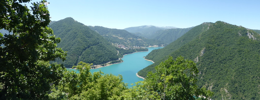 Coming down from the mountain to the views of lake Trnovacko. The water was so blue it looked like dye had been put into the water.