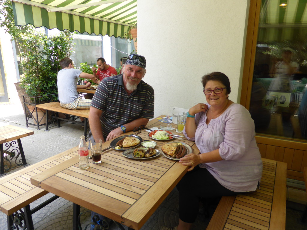 Lunch at the local cafe. No one spoke english but you can see we did get fed. No beer but the coke was just fine.