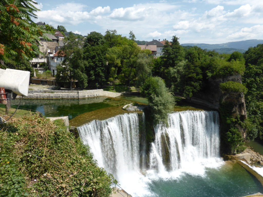 The waterfall at Jajce. Its right in the middle of the town.