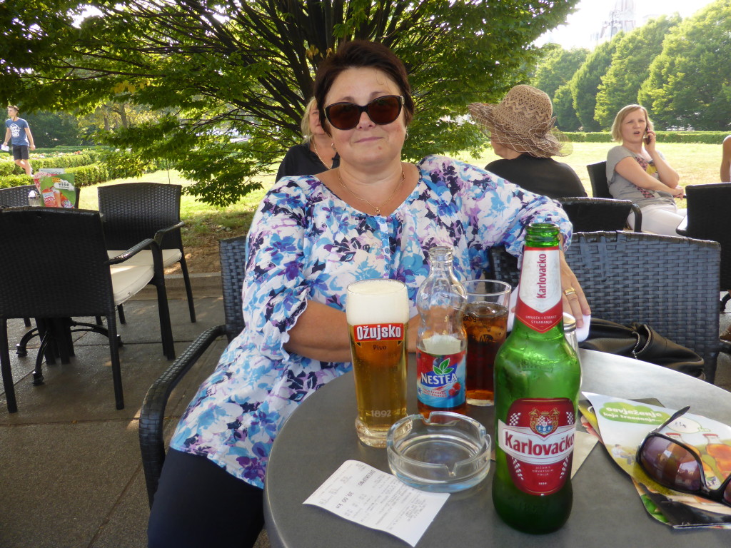 Last drink before we walked back to our hot motorhome.