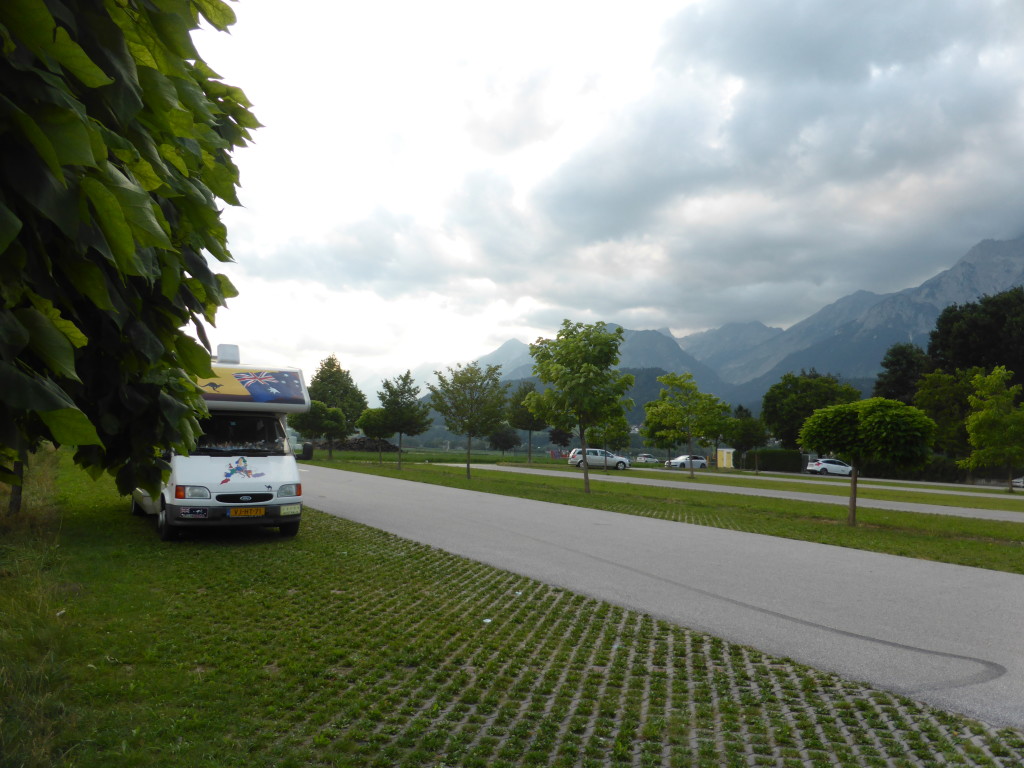 The carpark where we stayed overnight . The police drove through and didn't give us a second look.