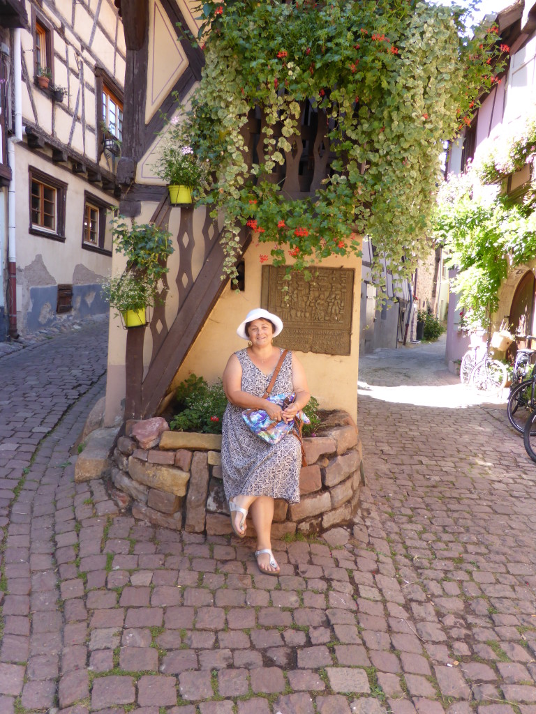 Jenny on her birthday in the town of Eguisheim. A pleasant town to spend the day.