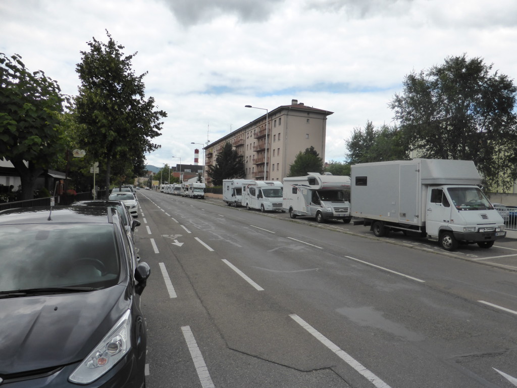 The motor home parking in Colmar. Very convenient to visit town, but wouldn't want to sleep there. 