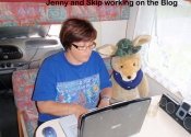 Jenny and Skip writing the blog
